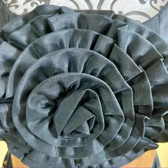 Anthropologie Retro Black Gold Polka Dot Fit & Flare Mini Flower Dress Size S - Picture 3 of 13